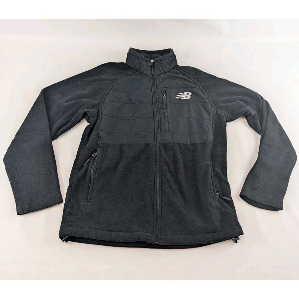 New Balance Men's Full Zip Fleece Jacket Sz S Black Polartec Outdoor Warm Pocket